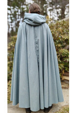 Cloakmakers.com 5995-Sky Blue Wool Blend Cloak w/ Blue Faux Suede Hood Lining & Silver Tone Clasp