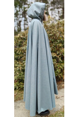 Cloakmakers.com 5995-Sky Blue Wool Blend Cloak w/ Blue Faux Suede Hood Lining & Silver Tone Clasp