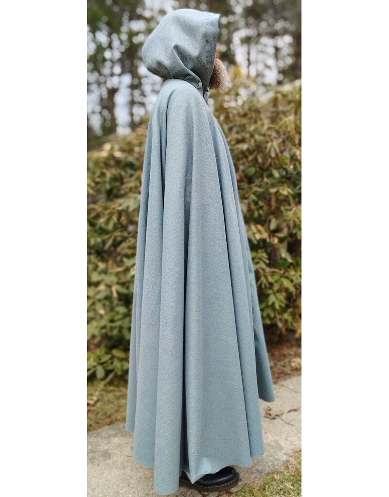 Cloakmakers.com 5995-Sky Blue Wool Blend Cloak w/ Blue Faux Suede Hood Lining & Silver Tone Clasp
