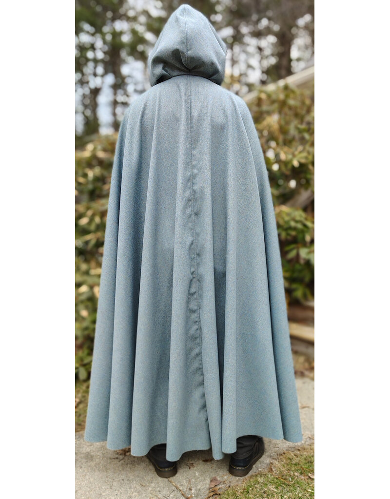 Cloakmakers.com 5995-Sky Blue Wool Blend Cloak w/ Blue Faux Suede Hood Lining & Silver Tone Clasp