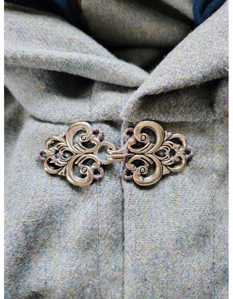 Cloakmakers.com 5995-Sky Blue Wool Blend Cloak w/ Blue Faux Suede Hood Lining & Silver Tone Clasp