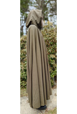 Cloakmakers.com 5996-Washable Light Brown Wool Blend Cloak w/ Moss Green Velvet Hood Lining