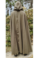 Cloakmakers.com 5996-Washable Light Brown Wool Blend Cloak w/ Moss Green Velvet Hood Lining