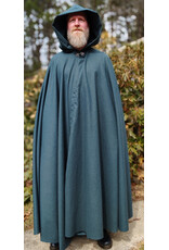 Cloakmakers.com 5997-Ocean Blue Wool Blend Cloak w/ Slate Blue Moleskin Hood Lining & Silver Tone Clasp