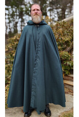 Cloakmakers.com 5997-Ocean Blue Wool Blend Cloak w/ Slate Blue Moleskin Hood Lining & Silver Tone Clasp