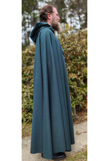 Cloakmakers.com 5997-Ocean Blue Wool Blend Cloak w/ Slate Blue Moleskin Hood Lining & Silver Tone Clasp