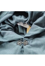 Cloakmakers.com 5997-Ocean Blue Wool Blend Cloak w/ Slate Blue Moleskin Hood Lining & Silver Tone Clasp