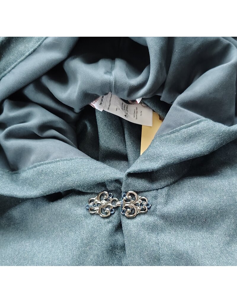 Cloakmakers.com 5997-Ocean Blue Wool Blend Cloak w/ Slate Blue Moleskin Hood Lining & Silver Tone Clasp