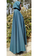 Cloakmakers.com 5997-Ocean Blue Wool Blend Cloak w/ Slate Blue Moleskin Hood Lining & Silver Tone Clasp