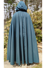 Cloakmakers.com 5997-Ocean Blue Wool Blend Cloak w/ Slate Blue Moleskin Hood Lining & Silver Tone Clasp