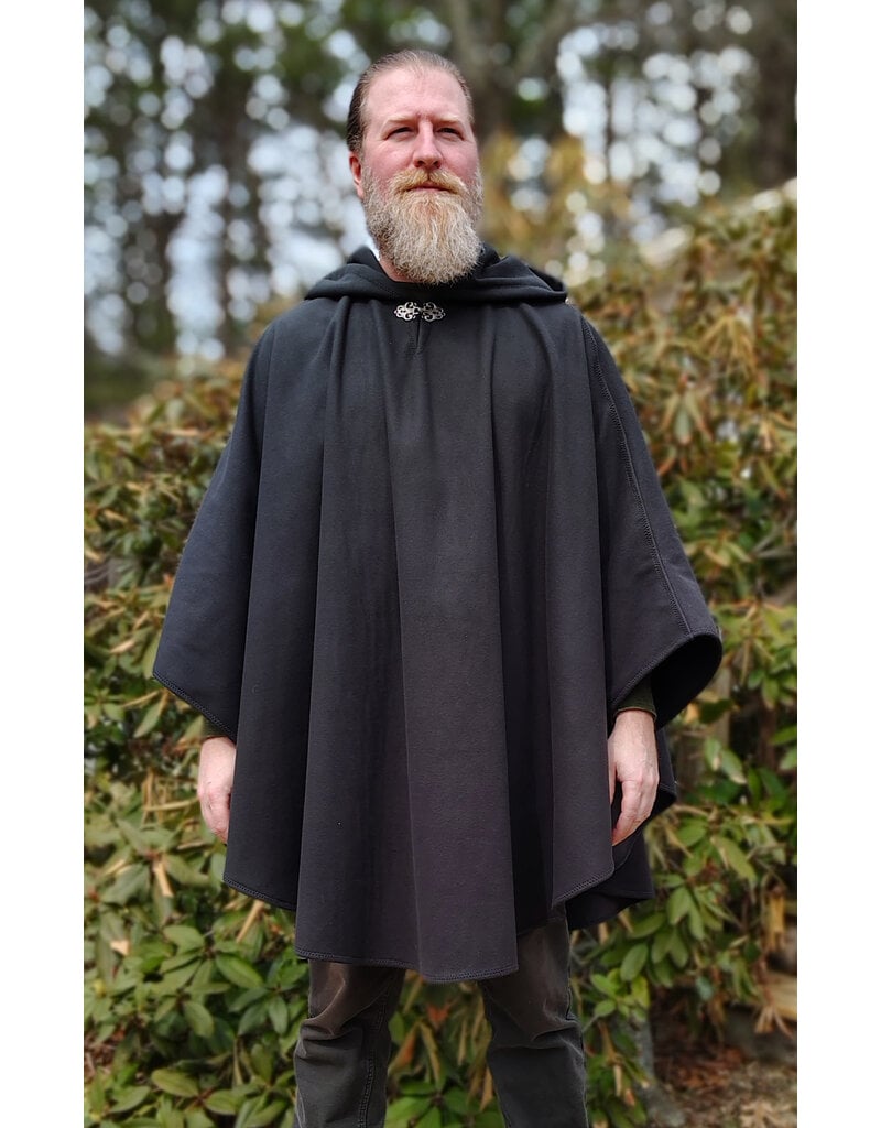 Cloakmakers.com 5998-Washable Almost Black Fleece Poncho Cloak w/ Spider Web & Ivy Embroidery