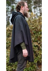 Cloakmakers.com 5998-Washable Almost Black Fleece Poncho Cloak w/ Spider Web & Ivy Embroidery