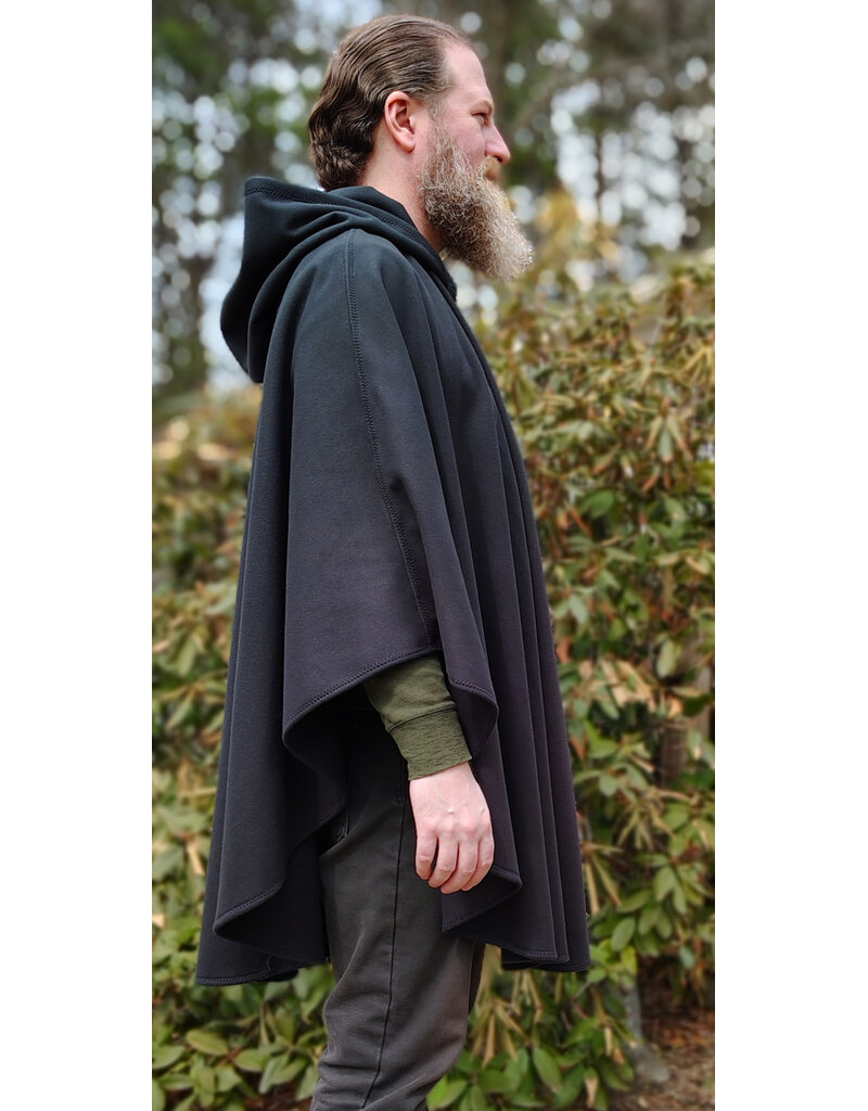 Cloakmakers.com 5998-Washable Almost Black Fleece Poncho Cloak w/ Spider Web & Ivy Embroidery