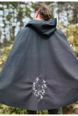Cloakmakers.com 5998-Washable Almost Black Fleece Poncho Cloak w/ Spider Web & Ivy Embroidery