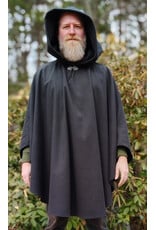 Cloakmakers.com 5998-Washable Almost Black Fleece Poncho Cloak w/ Spider Web & Ivy Embroidery