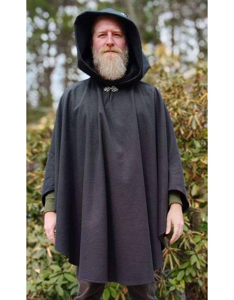 Cloakmakers.com 5998-Washable Almost Black Fleece Poncho Cloak w/ Spider Web & Ivy Embroidery