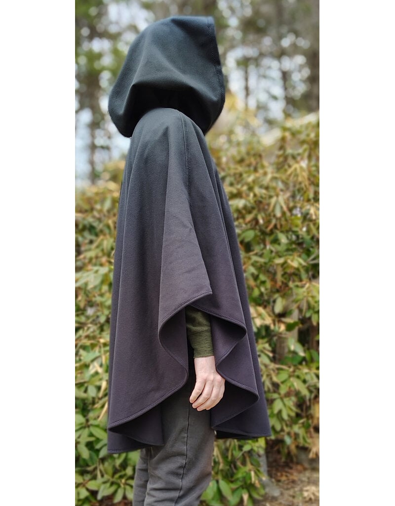 Cloakmakers.com 5998-Washable Almost Black Fleece Poncho Cloak w/ Spider Web & Ivy Embroidery