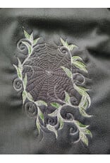 Cloakmakers.com 5998-Washable Almost Black Fleece Poncho Cloak w/ Spider Web & Ivy Embroidery
