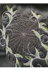 Cloakmakers.com 5998-Washable Almost Black Fleece Poncho Cloak w/ Spider Web & Ivy Embroidery