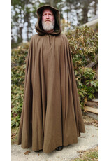 Cloakmakers.com 5999-Washable Brown Wool Blend Cloak w/ Moss Green Velvet Hood Lining & Bronze Tone Clasp