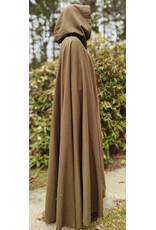 Cloakmakers.com 5999-Washable Brown Wool Blend Cloak w/ Moss Green Velvet Hood Lining & Bronze Tone Clasp