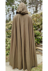 Cloakmakers.com 5999-Washable Brown Wool Blend Cloak w/ Moss Green Velvet Hood Lining & Bronze Tone Clasp