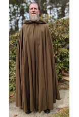 Cloakmakers.com 5999-Washable Brown Wool Blend Cloak w/ Moss Green Velvet Hood Lining & Bronze Tone Clasp