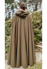 Cloakmakers.com 5999-Washable Brown Wool Blend Cloak w/ Moss Green Velvet Hood Lining & Bronze Tone Clasp