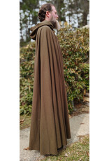 Cloakmakers.com 5999-Washable Brown Wool Blend Cloak w/ Moss Green Velvet Hood Lining & Bronze Tone Clasp
