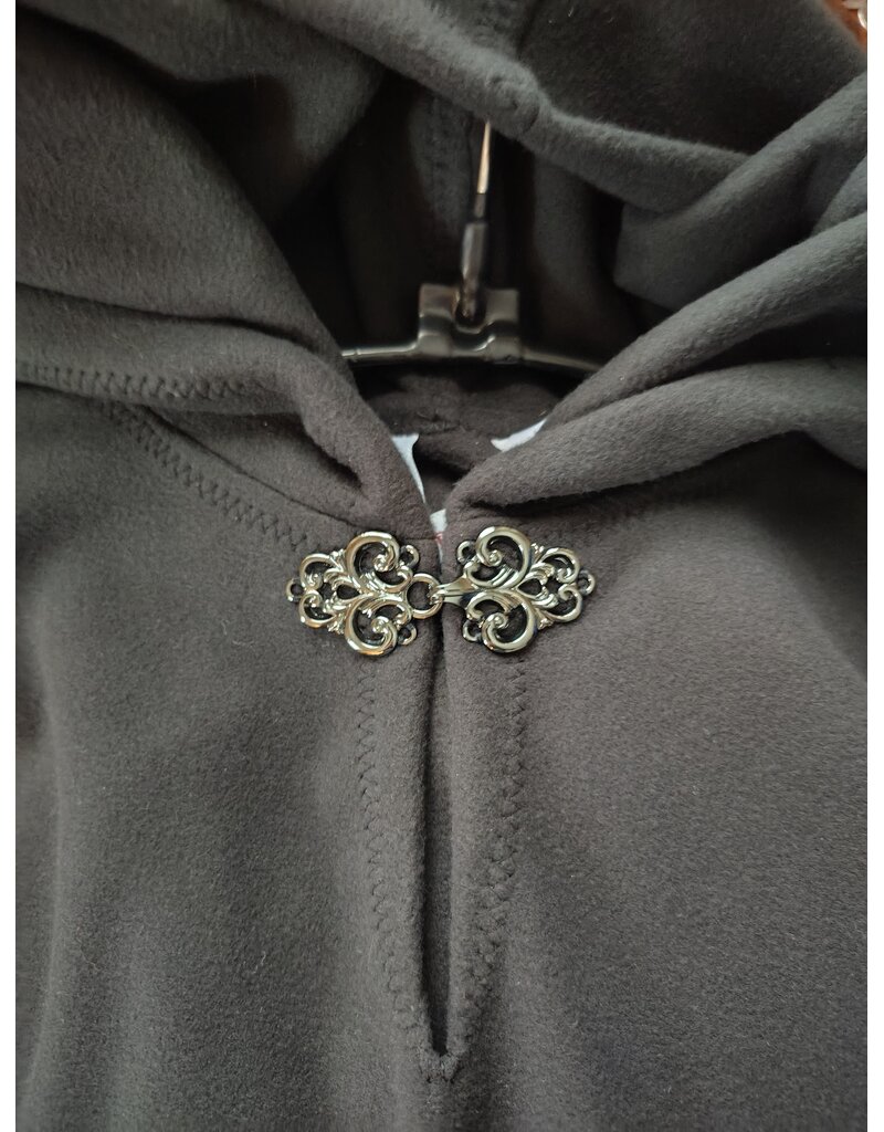 Cloakmakers.com 5980-Washable Almost Black Fleece Poncho Cloak w/ Large Brown Bear Face Embroidery