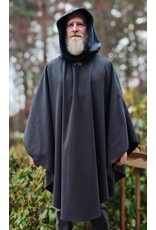 Cloakmakers.com 5980-Washable Almost Black Fleece Poncho Cloak w/ Large Brown Bear Face Embroidery
