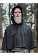 Cloakmakers.com 6000-Washable Charcoal Wool Blend Cloak w/ Stars & Moons Hood Lining & Silver Tone Clasp