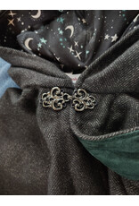 Cloakmakers.com 6000-Washable Charcoal Wool Blend Cloak w/ Stars & Moons Hood Lining & Silver Tone Clasp