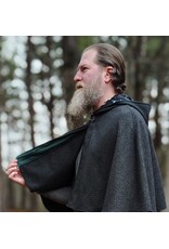 Cloakmakers.com 6000-Washable Charcoal Wool Blend Cloak w/ Stars & Moons Hood Lining & Silver Tone Clasp