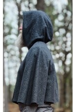 Cloakmakers.com 6000-Washable Charcoal Wool Blend Cloak w/ Stars & Moons Hood Lining & Silver Tone Clasp