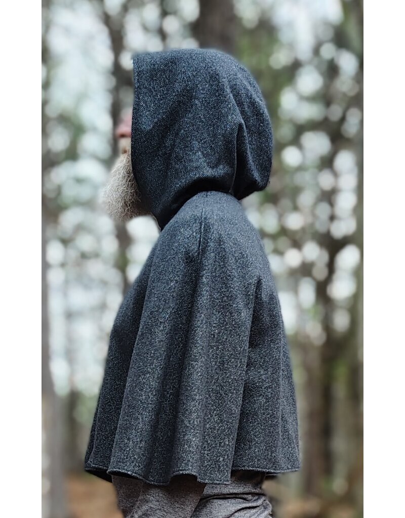 Cloakmakers.com 6000-Washable Charcoal Wool Blend Cloak w/ Stars & Moons Hood Lining & Silver Tone Clasp