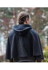 Cloakmakers.com 6000-Washable Charcoal Wool Blend Cloak w/ Stars & Moons Hood Lining & Silver Tone Clasp