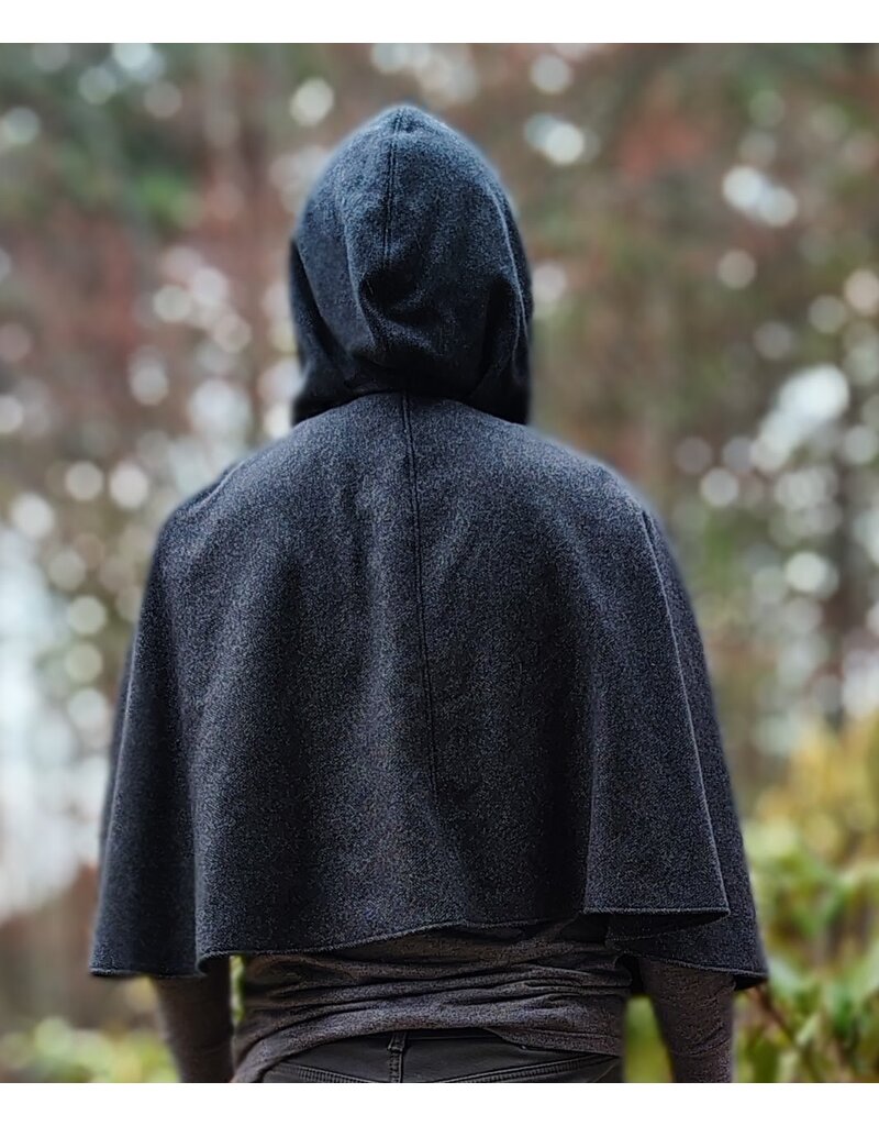 Cloakmakers.com 6000-Washable Charcoal Wool Blend Cloak w/ Stars & Moons Hood Lining & Silver Tone Clasp