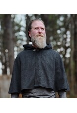 Cloakmakers.com 6000-Washable Charcoal Wool Blend Cloak w/ Stars & Moons Hood Lining & Silver Tone Clasp