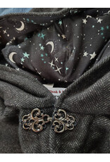 Cloakmakers.com 6000-Washable Charcoal Wool Blend Cloak w/ Stars & Moons Hood Lining & Silver Tone Clasp