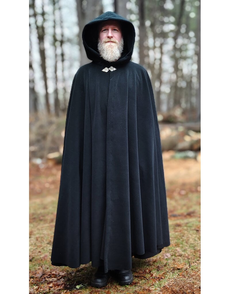 Cloakmakers.com 6001-Washable Black Fleece Cloak w/ Triple Medallion Clasp