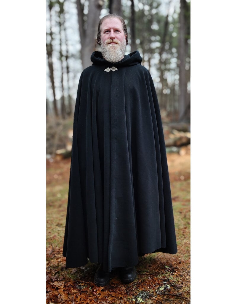Cloakmakers.com 6001-Washable Black Fleece Cloak w/ Triple Medallion Clasp