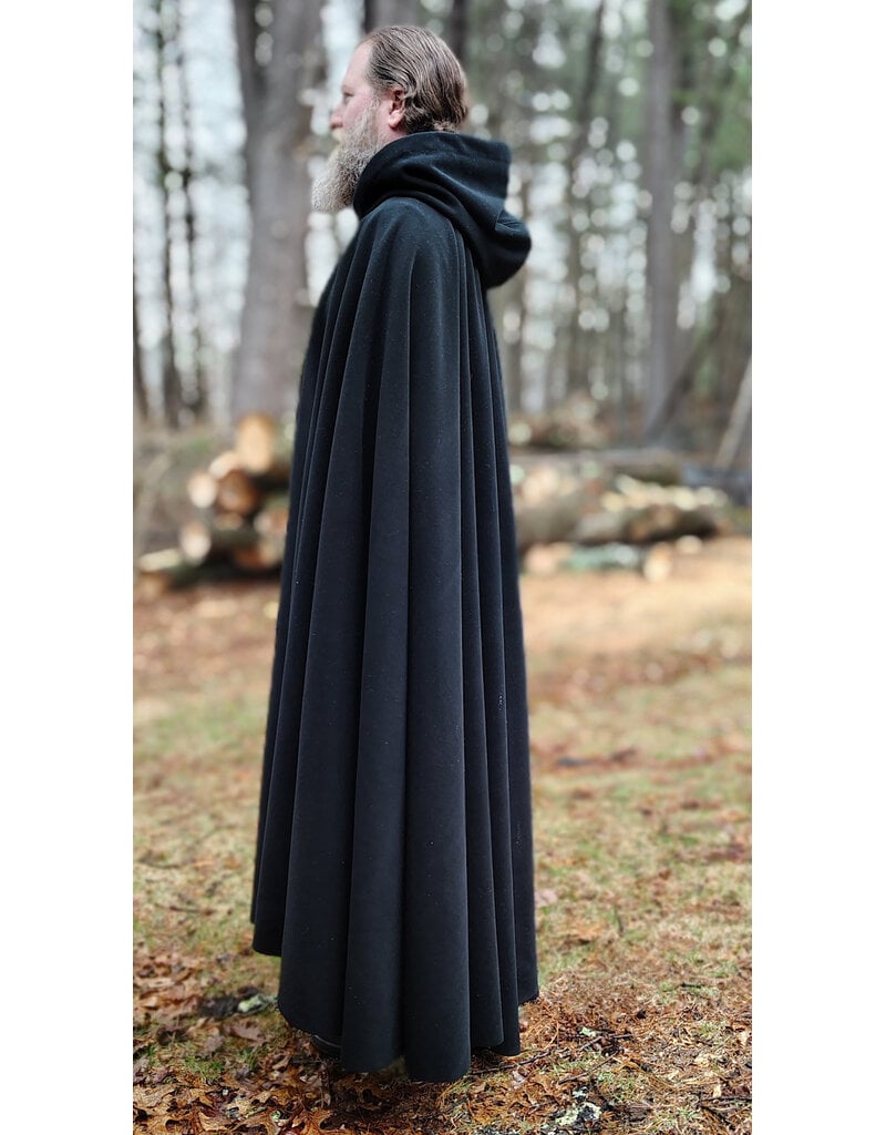 Cloakmakers.com 6001-Washable Black Fleece Cloak w/ Triple Medallion Clasp