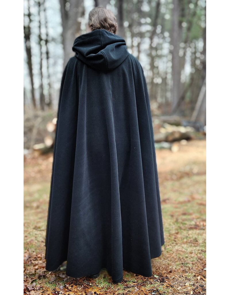 Cloakmakers.com 6001-Washable Black Fleece Cloak w/ Triple Medallion Clasp