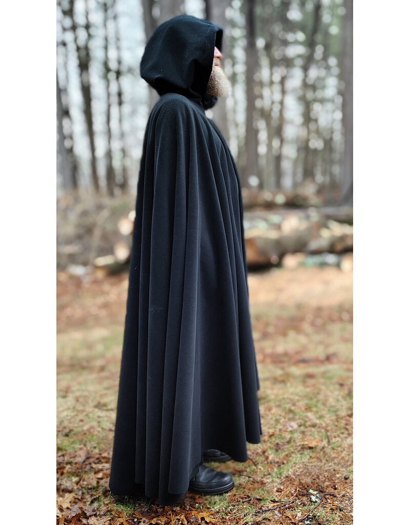 Cloakmakers.com 6001-Washable Black Fleece Cloak w/ Triple Medallion Clasp