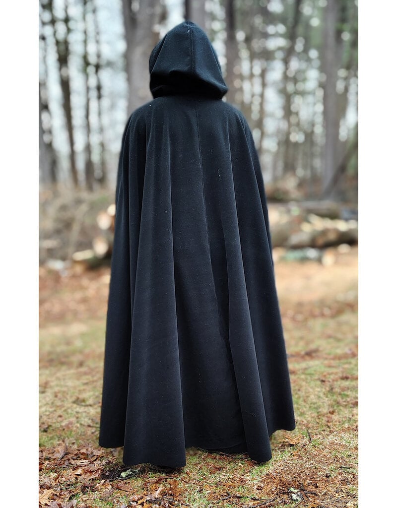 Cloakmakers.com 6001-Washable Black Fleece Cloak w/ Triple Medallion Clasp