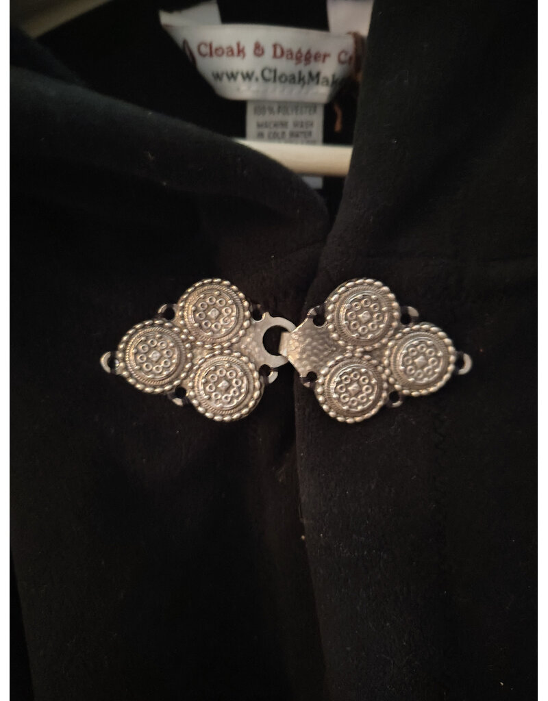 Cloakmakers.com 6001-Washable Black Fleece Cloak w/ Triple Medallion Clasp
