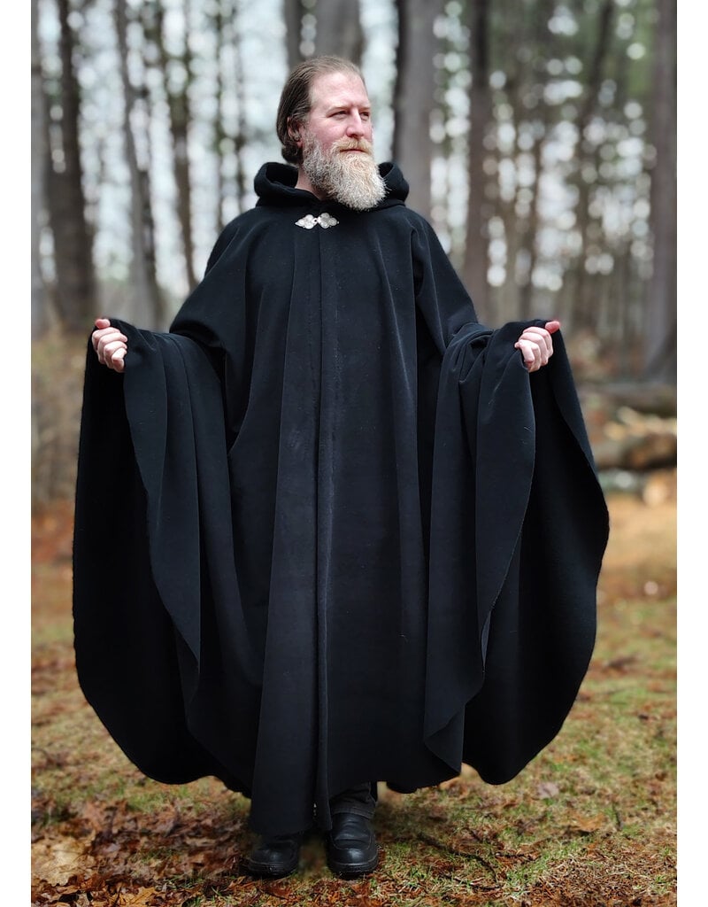 Cloakmakers.com 6001-Washable Black Fleece Cloak w/ Triple Medallion Clasp