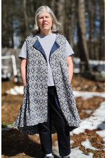 Cloakmakers.com J913-Washable White & Blue Brocade Vest w/ Two Pockets