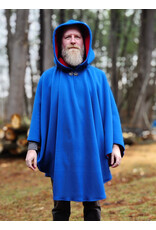Cloakmakers.com 6002-Washable Blue & Red Fleece Poncho Cloak w/ Silver Tone Clasp